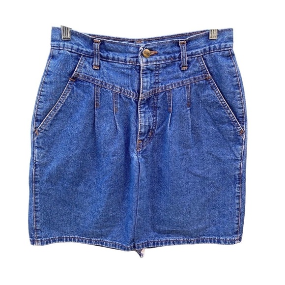 Vintage chic Denim Pleated Jean Skirt Sz 10 Small - Picture 1 of 12